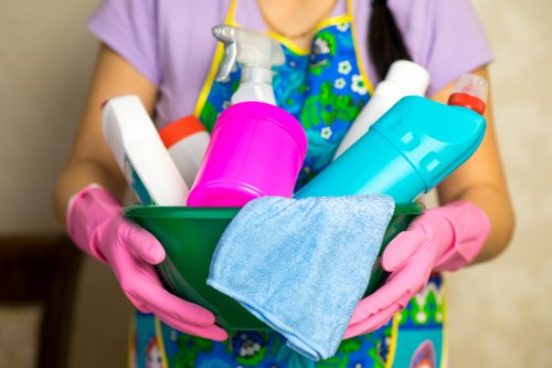 Cleaner working in a modern Shepherdsbush flat